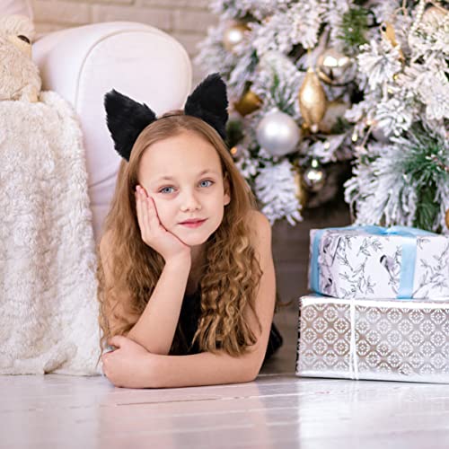 PartyKindom White Head Band Black Bandana Headband Black Outfit Toddler Clothes Party Headband Cute Plush Party Hair Hoop Cat Headband Furry Ear Wolf Ears Props Animal Cat Fox Girl Child Bulk