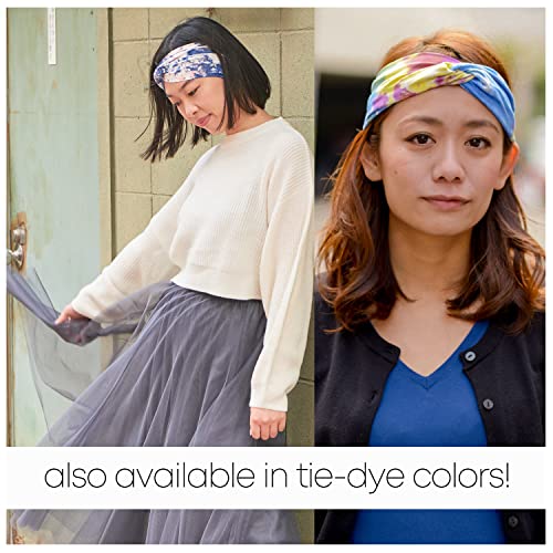 CHARM Boho Hippie Tie-Dye Turbans - Elastic Head Wrap Hair Band Bandana Stretch Hairband AA