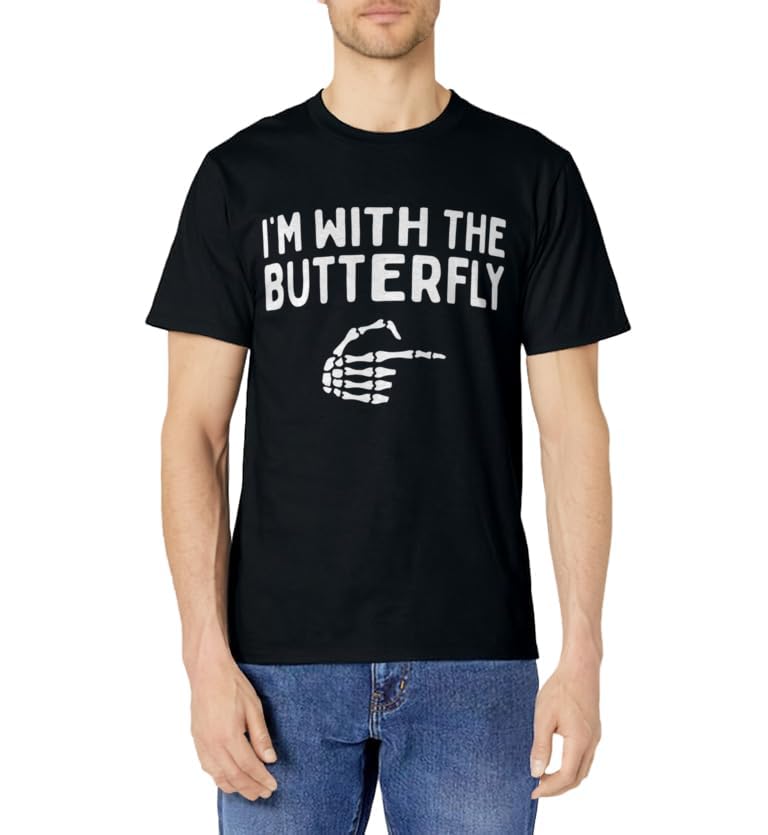 I'm With The Butterfly Halloween Costume Matching Couples T-Shirt