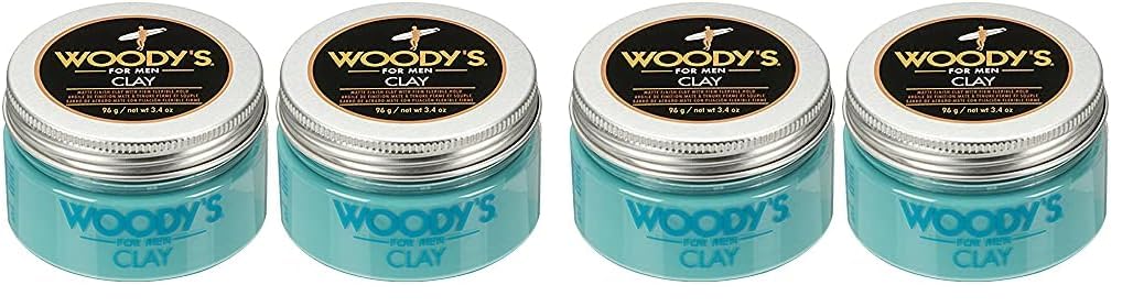 Woody's Hair Clay for Men – Matte Finish, Styling Pomade for Men Stronghold, Firm and Flexible Control, 3.4 oz. 2-Pack