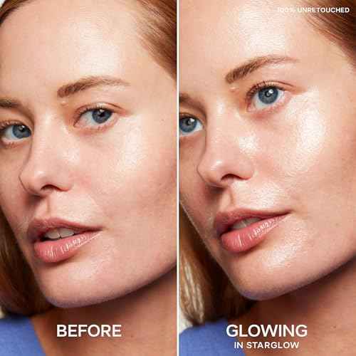 Saie Mini Glowy Super Gel - Hydrating Makeup Primer and Illuminating Glow Serum Enriched with Vitamin C and Squalane Oil - All-Over Liquid Highlighter Makeup for Instant Glass Skin - Starglow (0.5 oz)