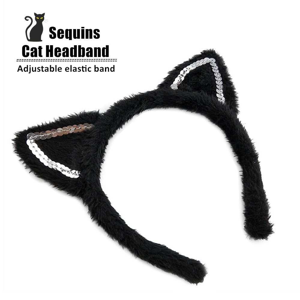 BEBAOVO Halloween Animals Cat Cosplay Costume Set - Black Cat Skirt Animals Cat Headband Bowtie and Cat Tail Cat Costume Accessories (Black Cat, One Size)