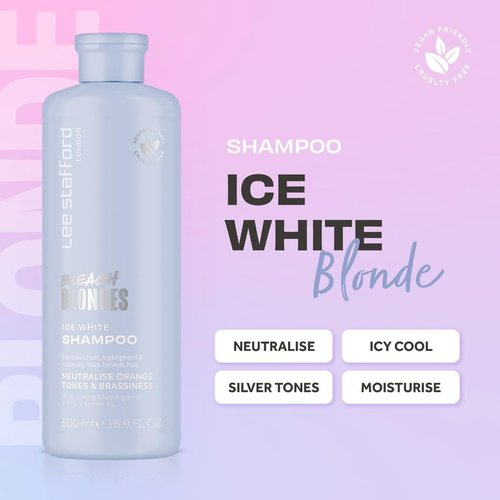 Lee Stafford Blue Toning Shampoo - Corrects Brassy & Orange Tones for Bleach Blonde Hair | 16.9 Fl Oz