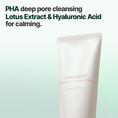 NearGarden Lotus Relief PHA Ampoule Cleansing Foam - Hyaluronic Acid Face Wash for All Skin Types (150ml)