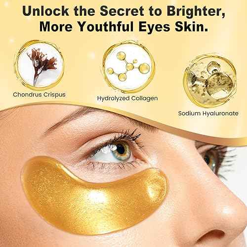 Under Eye Patches (24 Pairs) - 24K Gold Eye Masks Enriched with Abundant Collagen | Diminish Dark Circles and Puffiness | Anti-Aging, Smooth Fine Line, Nourish Skin - Gifts for Women Skin Care