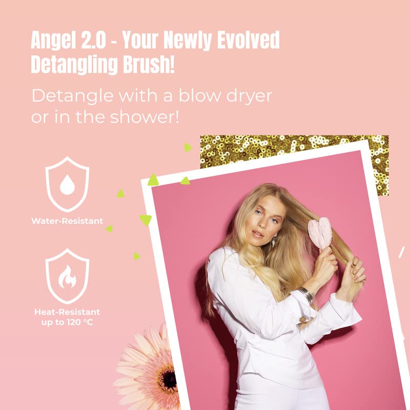 Tangle Angel Detangling Hair Brush - Anti-Static Wing Design for Effortless Styling | Gloss Pink