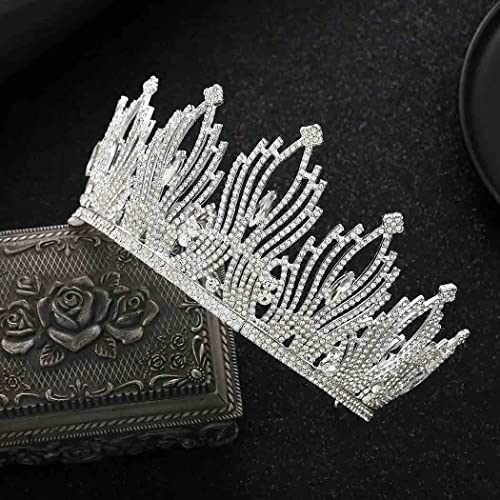 Kilshye Rhinestone Wedding Tiaras and Crowns Silver Crystal Bridal Tiara Bride Prom Costume Hair Accessories for Women (A- Silver)