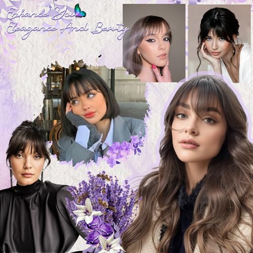 Earfodo Clip in Bangs 100% Human Hair Extensions Fake Bangs Hair Clip on Bangs for Women Clip in Hairpieces Wispy Fringe Bangs for Daily Wear(4.5 * 6,Black)