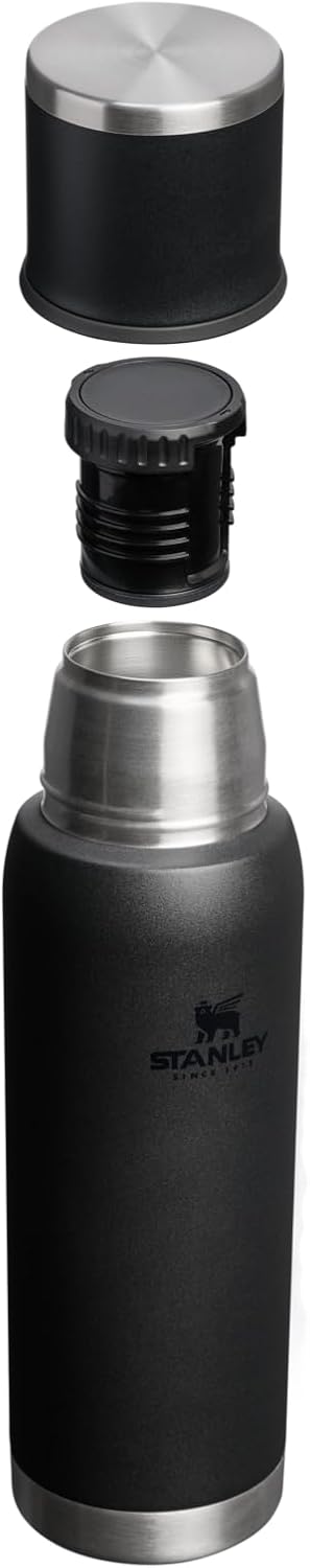 Stanley Adventure-To-Go Vacuum Bottle - 1.1 Qt Insulated Stainless Steel | Leakproof Cup Lid | Black