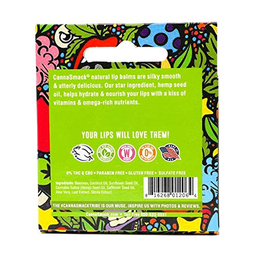 CannaSmack Natural Hemp Lip Balm - Soothe & Protect Your Lips | 5 Flavors: Mango, Tropical, Peach, Berry, Cherry - Cruelty-Free Formula