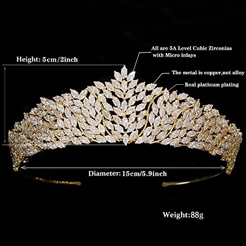 Aoligrace Sparkling Cubic Zirconia Wedding Tiaras and Crowns for Bridal Prom Headpiece Quinceanera Sweet 16 Hair Accessories