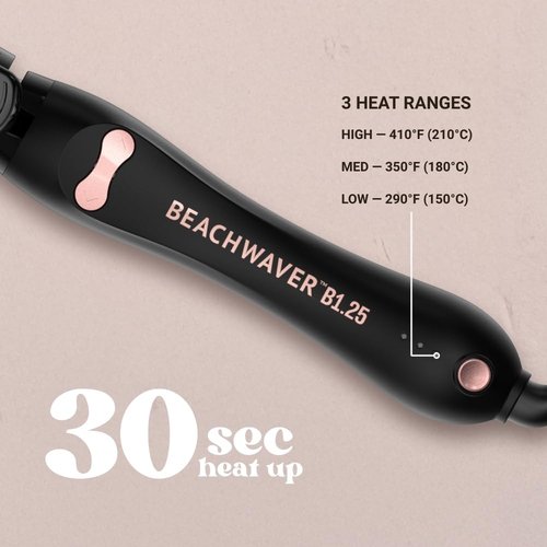 Beachwaver Co. B1.25 Rotating Curling Iron - Midnight Rose | Automatic 1.25-Inch Ceramic Iron for Medium-to-Long Hair | Travel-Friendly with Auto Shut-Off