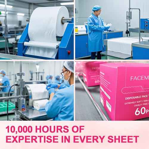 FACEMADE 60 Count XXL Disposable Face Towels 12" ¡¿ 12", 100% USDA Biobased Face Towelettes Disposable, Clean Facial Towels for Makeup and Clean Skin, Super Soft and Thick Dry Wipes Club