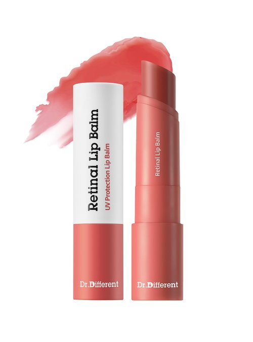 Dr.Different Retinal Lip Balm Tinted, Anti-Wrinkle Lip Treatment with Deep Hydration & Long-Lasting Moisture, K-Skincare made by Korean Dermatologist, 0.14oz