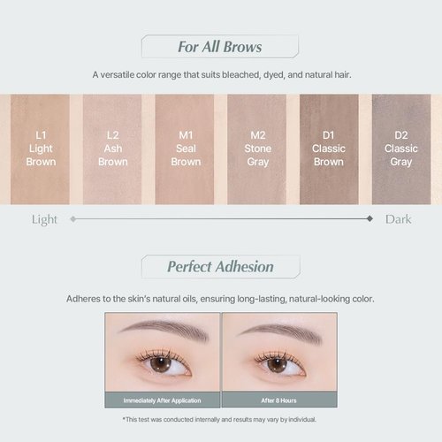 Heart Percent Dote On Mood Edge & Flat Eyebrow Pencil, Soft & Delicate Brow Retractable Definer w/Built-in Shaper and Spoolie, L2.Ash Brown