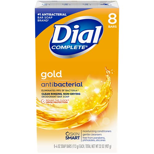 Dial Antibacterial Deodorant Bar Soap, Advanced Clean, Gold, 4 Oz, 32 Bars