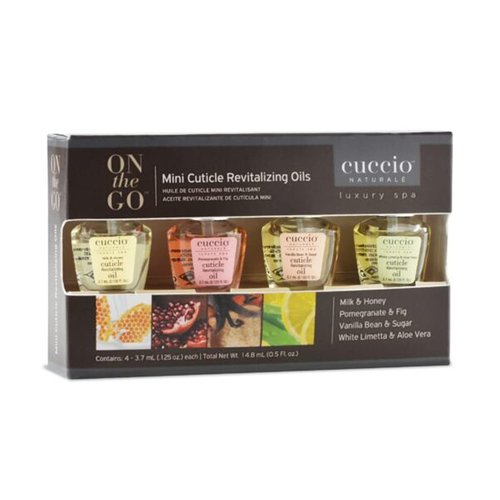 Cuccio Naturale Mini Cuticle Revitalizing Oils - Winter Hydration for Dry Cuticles & Nails | Paraben-Free Spa Fragrances, 4 Pc Gift Set