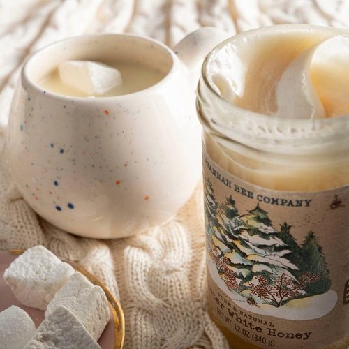 Savannah Bee Winter White Honey - Pure, Natural Sweetness in 12 oz Tower Jar