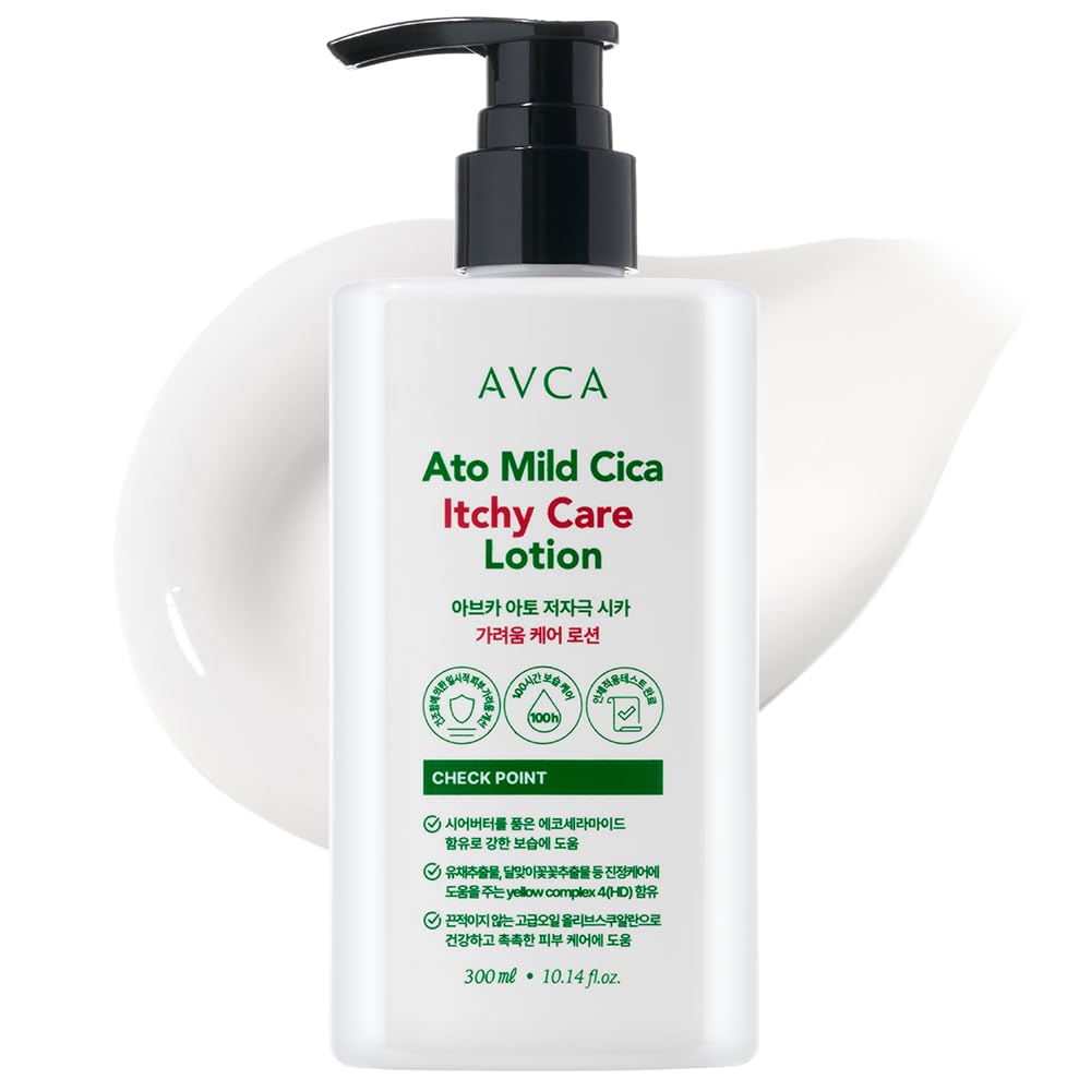 AVCA Cica Ceramide Lotion - Hypoallergenic Moisturizer for Sensitive Skin | 300ml (10.14 fl. oz) - Fragrance-Free, Plant-Based K-Beauty
