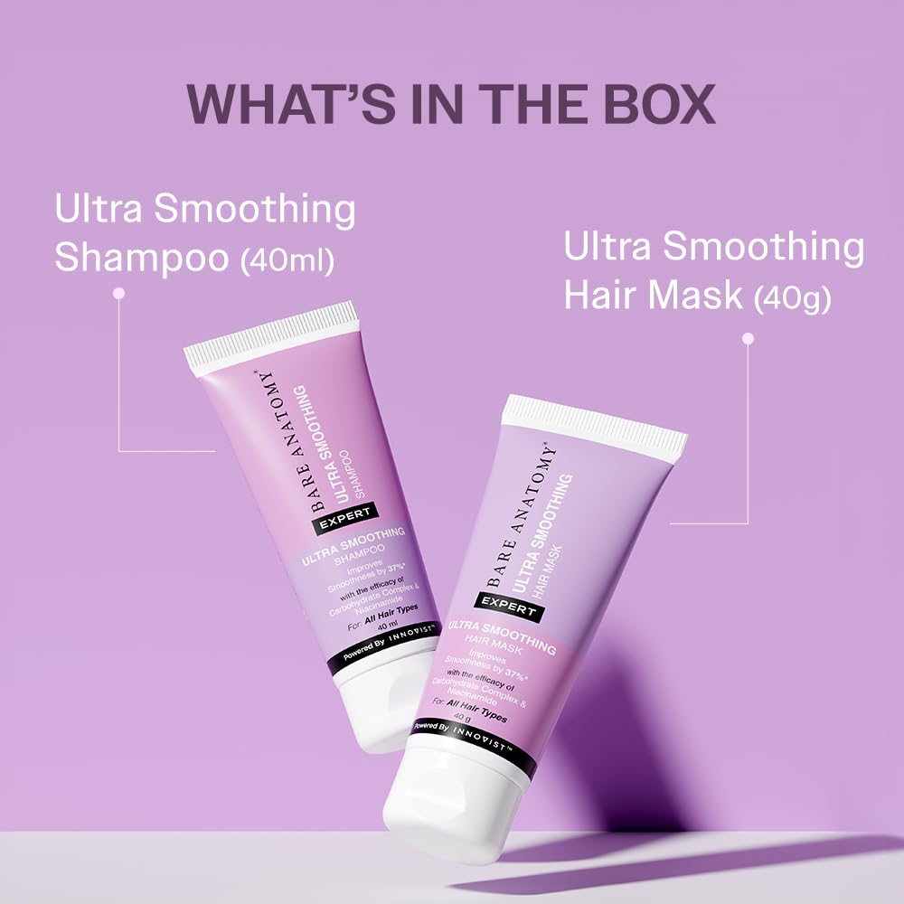 Bare Anatomy Ultra-Smoothing Shampoo & Hair Mask Travel Pack - Deep Conditioning & Frizz Control | 40ml Each