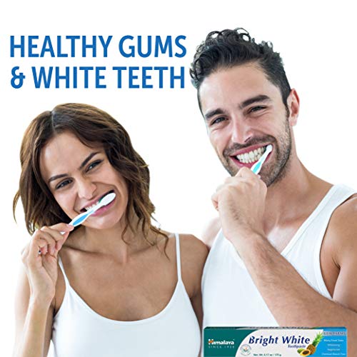 Himalaya Bright White Toothpaste, Fluoride Free to Reduce Plaque & Whiten Teeth, 6.17 oz, 2 Pack