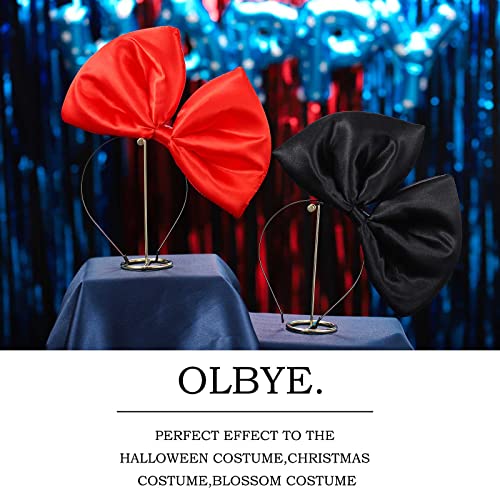 Olbye Bow Headbands Red Bows Hairbands Huge Bowknot Head Bands Large Hair Bow Hot Pink Headband with Bow Hair Accessories for Halloween Christmas Party Costume Cosplay 2Pcs (Black+Red Bows)