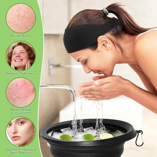 Foldable Ice Bowl with Built-In Ice Tray ? Silicone Facial Ice Bath for Shrinking Pores, Boosting Circulation, Cold Plunge Skincare Gift for Men & Women (Black)