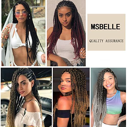 MSBELLE 20inch Pre Stretched Braiding hair 6 Packs/Lot Braiding Hair Extensions Hot Water Setting Crochet Synthetic Braids Hair Black