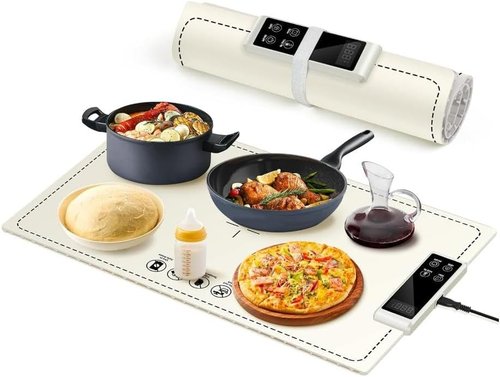 PIGLOG Electric Warming Tray - Fast Heating with 6 Temperature Settings | Versatile Food Warmer (White, 24x15)