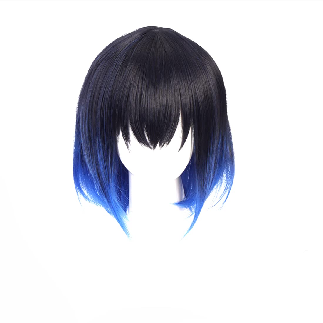 Aadesso Anime Kimetsu no Hashibira Inosuke Cosplay Wig Black Gradient Blue Wigs Synthetic Halloween Hair