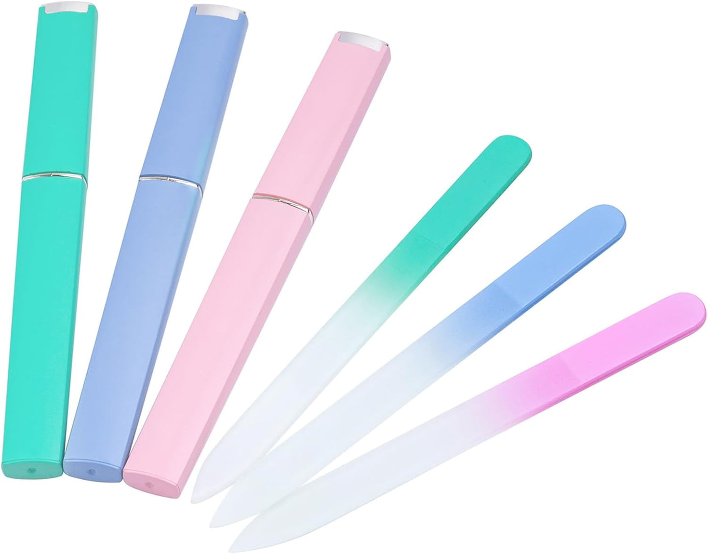 Skiennix Glass Nail File Set - 3 Pack Crystal Fingernail Files with Case | Perfect Christmas Gifts for Women
