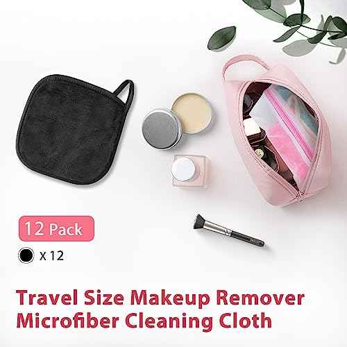 Makeup Remover Cloth, 6" x 6" Makeup Remover Towels Reusable Face Cloth for Washing Face, Makeup Remover Pads Microfiber Face Washcloth with Mesh Bag, 12 Pack, Grey