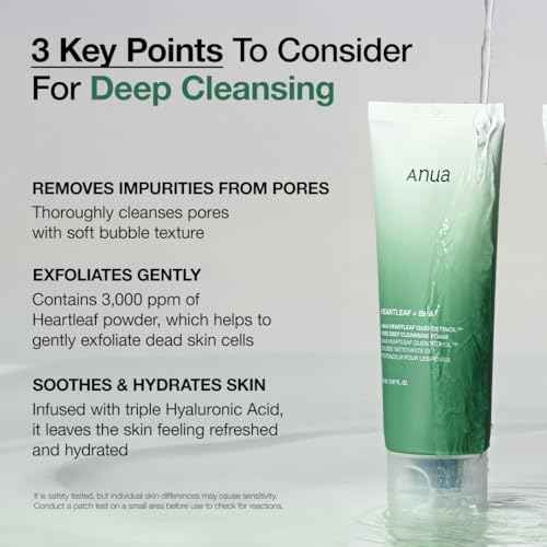 ANUA Heartleaf Quercetinol Pore Deep Cleansing Foam, Facial Cleanser, for Double Cleansing, BHA, Hyaluronic Acid, Glycerin, Face Wash, Blackhead Remover, Korean Skincare (150ml/5.07 fl.oz.)