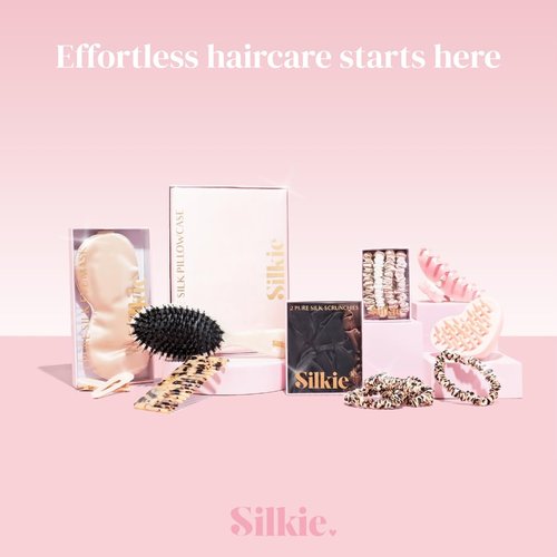 SILKIE x4 Set - Forget Satin - 100% Pure Mulberry Silk Black Brown Skinny Scrunchies Travel Pouch Everyday Hair Ties Elastics Hair Care Ponytail Holder No Damage (Chocolate)