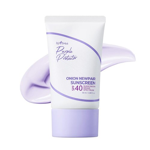 ISNTREE Onion Newpair Sunscreen - Hydrating SPF 40 Sun Protector | 50ml | Evens Skin Tone | Purple Formula