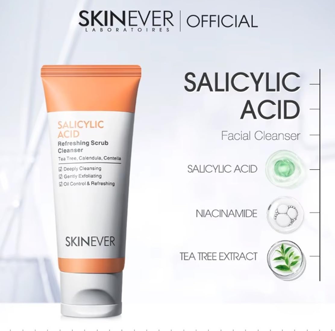 SKINEVER Salicylic Acid Face Exfoliating Scrub - Deep Cleanse & Smooth Skin Texture | 75 ML