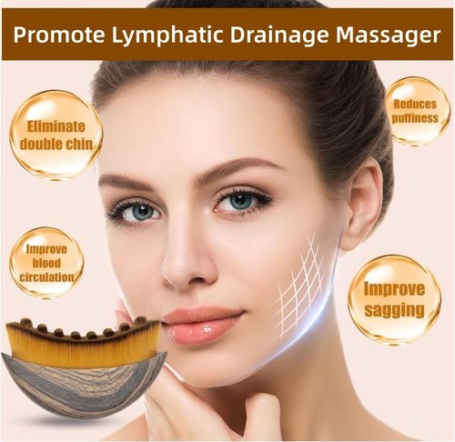 Lymphatic Contour Face Brush, Dry Brushing Lymphatic Brush Drainage, Designed for The Face Gentle Enough, Fit The Skin Precisely & Relieve Fatigue