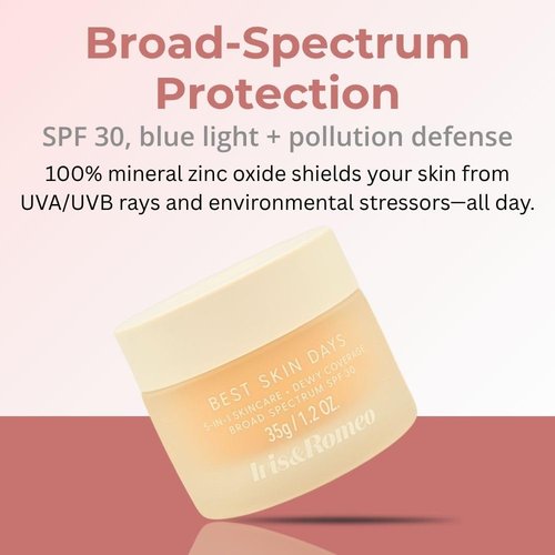 IRIS&ROMEO Best Skin Days Tinted Moisturizer SPF30 - Vitamin C & Hyaluronic Acid - 5 Light Medium