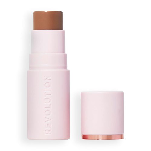 Revolution Beauty London Skin Silk Bronzer Stick - Buildable Cream-to-Powder Formula, Vegan, Medium Sunset, 0.15 oz