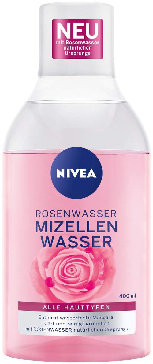 NIVEA MicellAIR Rose Touch Two-Phase Micellar Cleansing Water 400 ml – Gentle Daily Makeup Remover & Face Cleanser with Rose Water, Hydrates and Refreshes Skin for All Skin Types