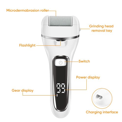 Electric Callus Remover and Foot polisher-Rechargeable-waterproof-10pieces Pedicure Set. (Black)