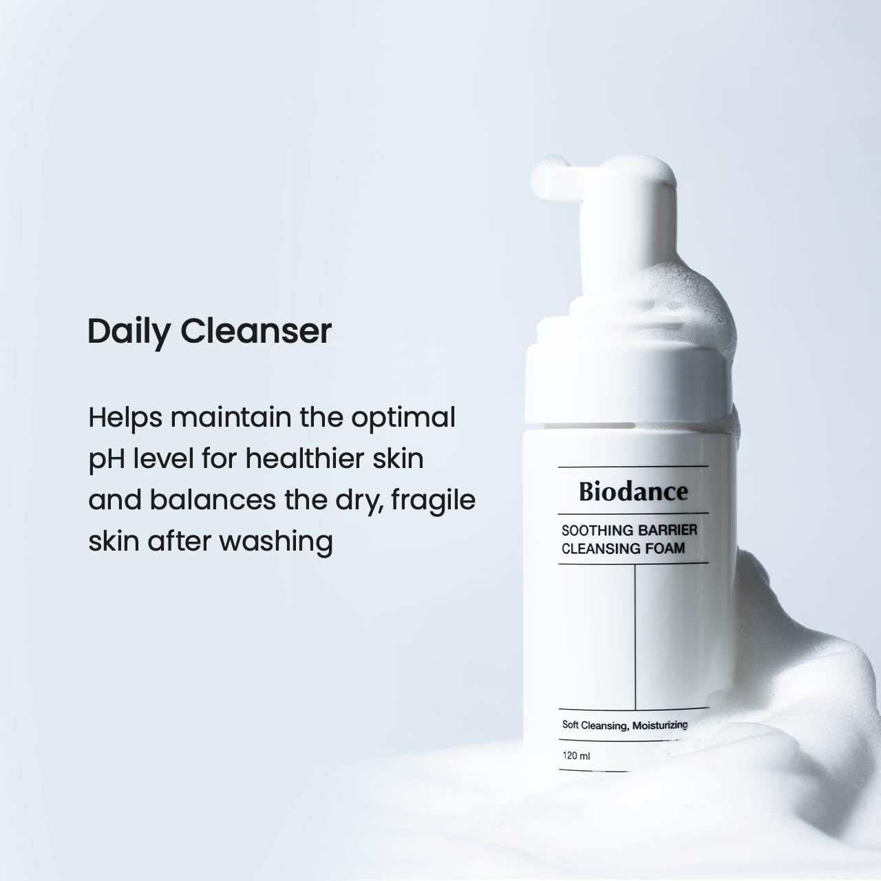 BIODANCE Soothing Barrier Cleansing Foam - Gentle Micro Bubble Facial Cleanser | 4.06 fl. oz, 120ml