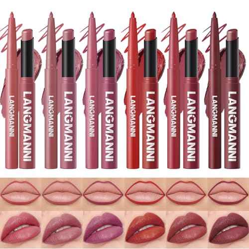 Jolilab 12Pcs Lip Set: 6 Colors Lip Liner+6 Colors Lipstick,Matte/Creamy,Smooth Creamy Texture,Long-Lasting,Bold/Nude Shades for Daily/Party, Vegan,Gift for Makeup Lovers.(Rich - Color Set B)