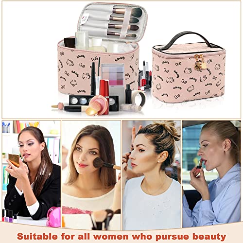 AmBealla Make up Bag Travel Cosmetic Bags Brush Holder Zipper Pouch Case Organizer Cute Organizer Suitable for Purse for Women (Black Bucket Bag)