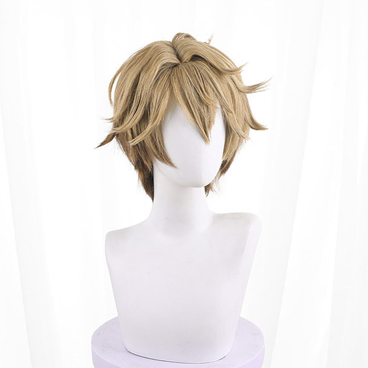 XiongXiongLe Short Wig Cosplay Honkai Star Rail Gepard Men Costume Curly Brown Hair Replacement Wig for Girls Cos Party Halloween Christmas Comic Con(Gepard)