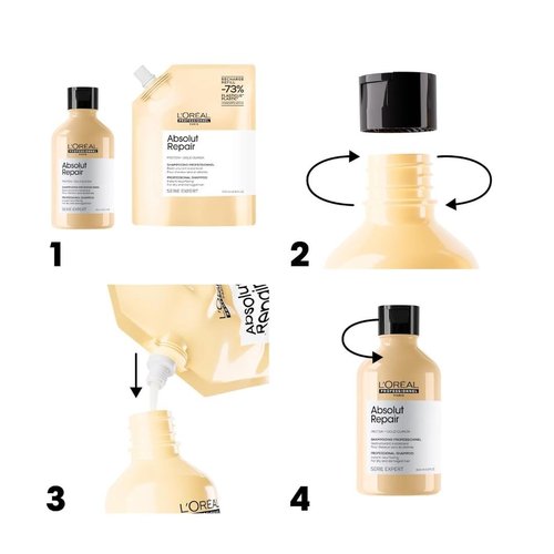 L'Oreal Professionnel Absolut Repair Shampoo - Protein Treatment for Dry, Damaged Hair | Refill Available