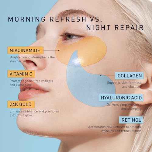 Under Eye Patches Kit: 120 Pcs Retinol & Golden Gel Eye Mask for Dark Circles, Puffiness and Wrinkles - Day & Night Skin Treatment Pads with Niacinamide, Collagen, Hyaluronic Acid & Vitamin C (2 Pack)