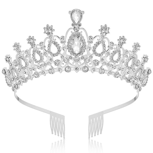 Makone Crowns for Women, Silver Princess Crown, Crystal Crown for Bridal, Wedding, Pageant, Birthday, Party