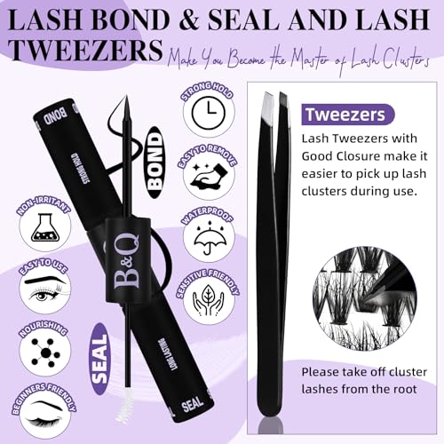 Lash Extensions Kit for Beginners 3D Eyelash Extension Kit 320pcs 40D+50D Lash Clusters Kit 8-18 Mixed Lash Kit Fluffy Individual Lashes Kit with Lash Bond Seal Remover(Q40D+Q50D-8-18MIX)