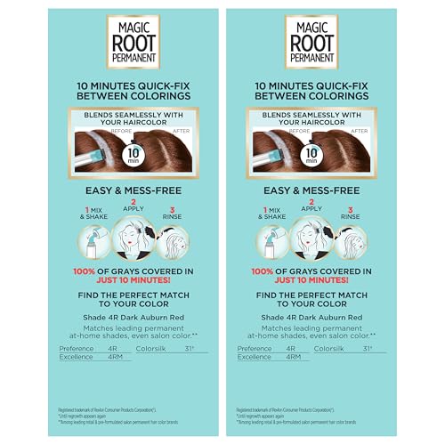 L’Oréal Paris Magic Root Permanent Hair Color, 10 Minute Root Coloring Kit with 100% Gray Hair Coverage, 8 Medium Blonde, 2 Count